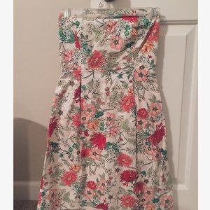 Strapless Floral Print Dress